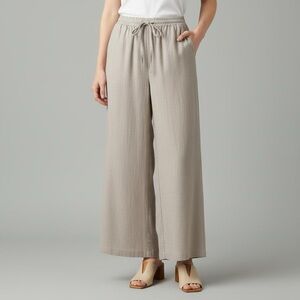 The Good Jane Beige Linen Wide Leg drawstring Pants - Size Large NWT